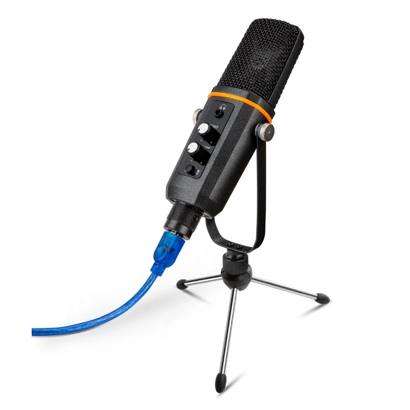 

2019 New model BM100U reverberation condenser recording USB microphone studio with tripod stand for computer broadcasting, Black