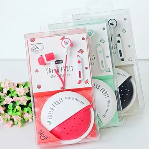 Cute Fruit Candy Ear Headphones Microphone
