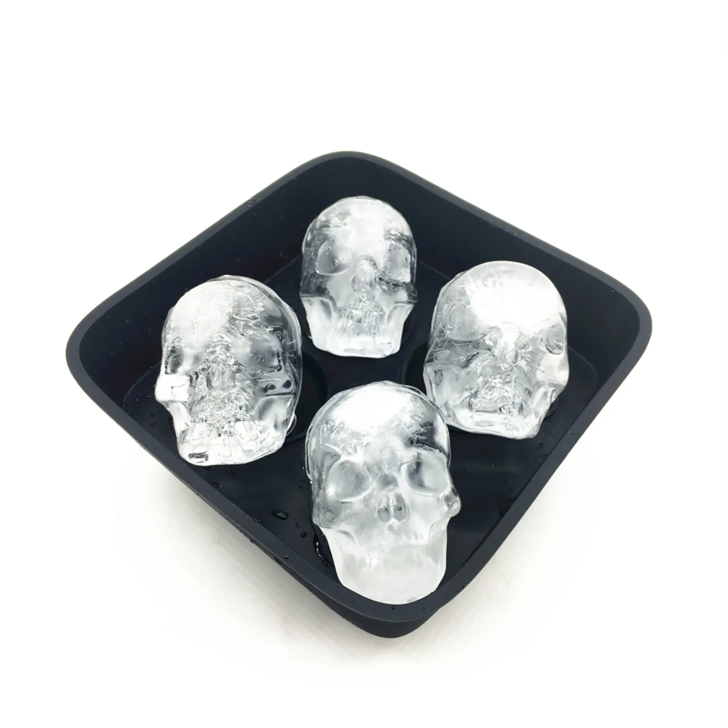 

BHD Discount Promotion Durable Flexible Whiskey Skull Silicone Ice Cube Mold, Black
