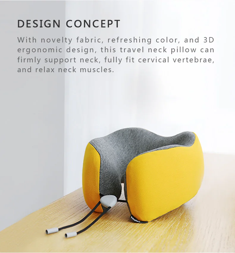 100% Pure Memory Foam Neck Pillow Airplane Travel Kit with eye mask and ear plug travel pillow