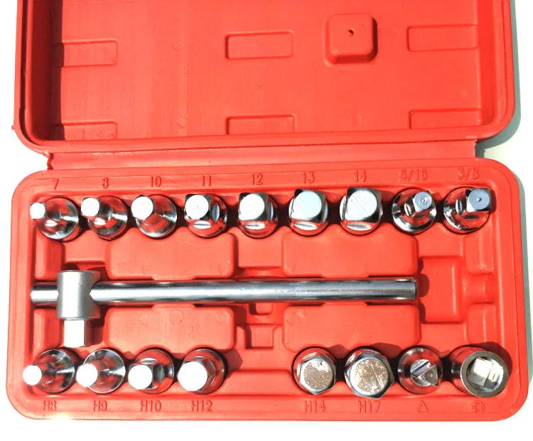 18pcs Oil Pan Oil Drain Pipe Plug Triangle Square Hexagon Socket Drive