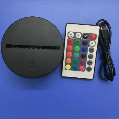 LED Lamp Bases for 3D Led Night Light ABS Acrylic Black 3D LED Lamp Night Light Touch Base with USB Cable and Remote Control