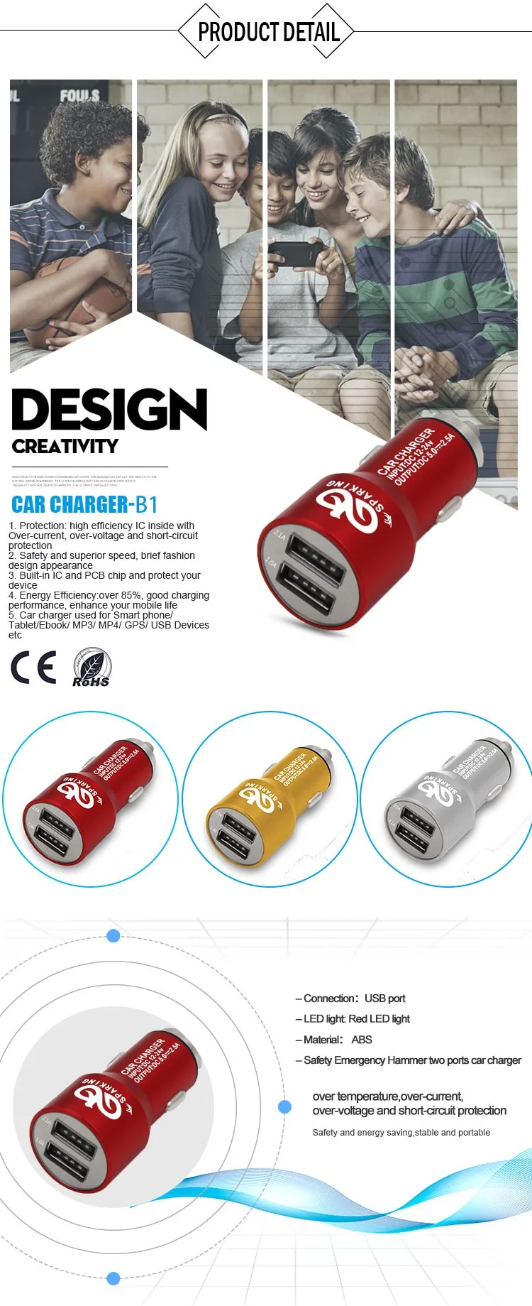 5v 2.1a Quick Charge Mobile Phone Fast Wireless 2 Usb Port Metal Car