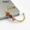 WT-B452 Healing Crystal Bracelet Jewelry Delicate Bangle Random Size Crystal Yellow Citrines Amethysts Gemstones Bangle