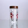 empty 5oz cylindrical wheat flake glass preserve jar with wooden screw cap