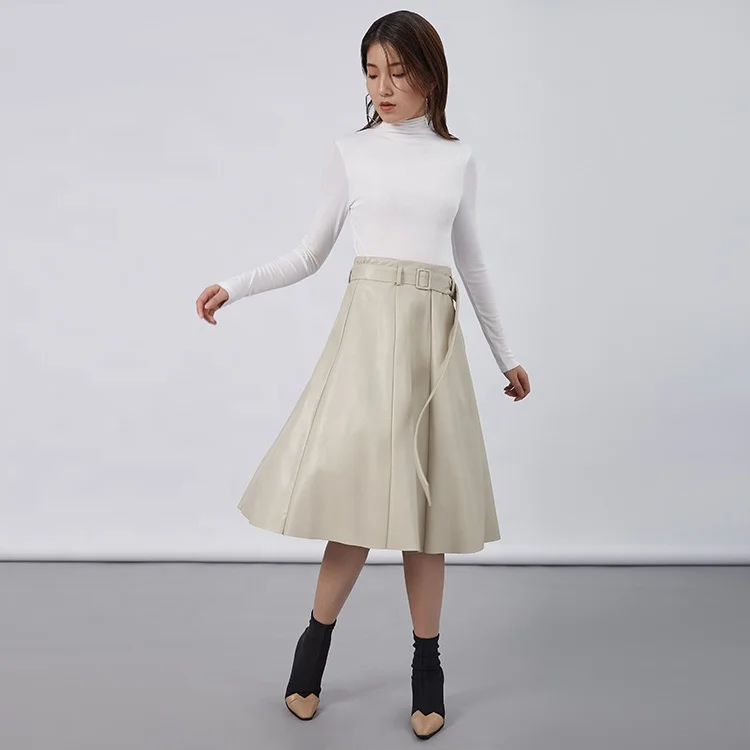 

Latest Skirt Design Leather Zipper Lady Pu Umbrella Skirt 2019