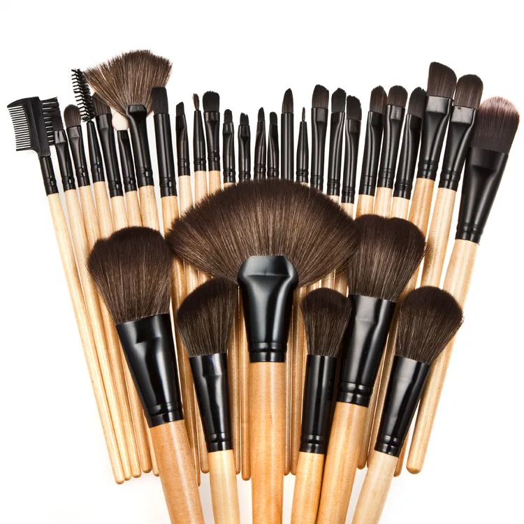 Wooden Charcoal Brushes Make Up 32 Pcs Pieces Makeup Brush Set