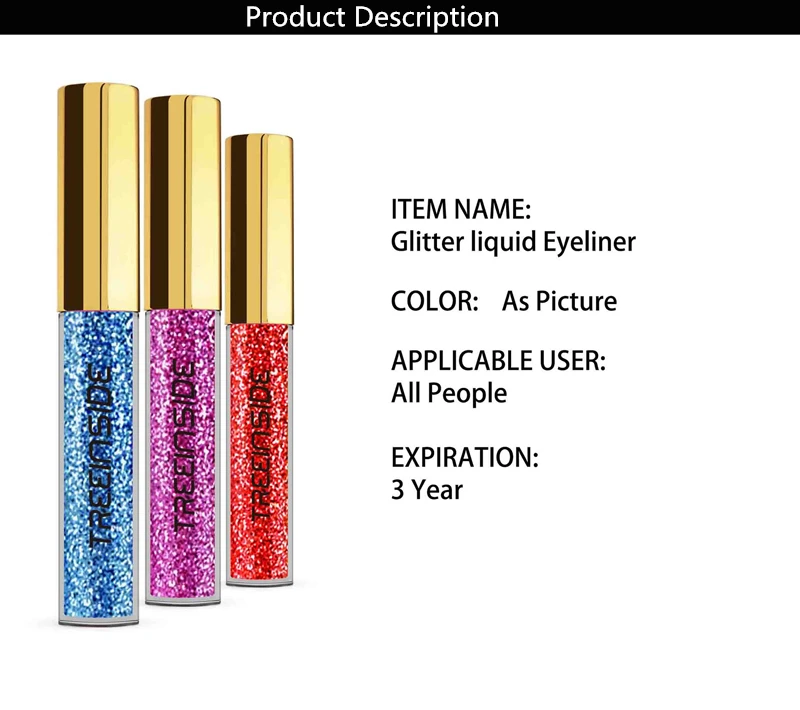 Wholesale Private Label 12 Colors Liquid Eyeliner Glitter Metallic