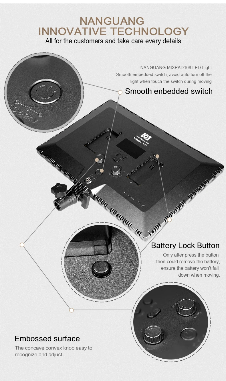 NanGuang video light Mixpad106 4 in 1 video shooting led light SMD soft LED video light for short/long distance shooting