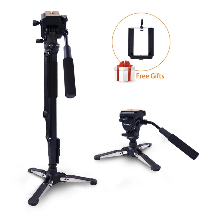 Yunteng VCT-288 Camera Monopod with Fluid Pan Head and phone holder