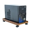 WINGOFFLY Computer Desktop CPU Case Holder Bamboo Computer Floor Stand with 4 Brake Universal Wheels