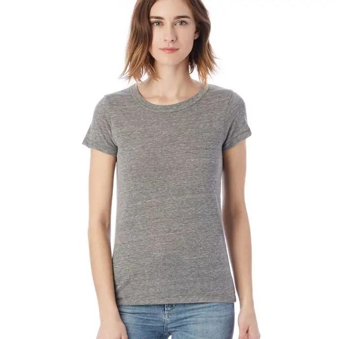 Grey Jersey T Shirt Triblend 50% Polyester 38% Cotton 12% Rayon Women T ...