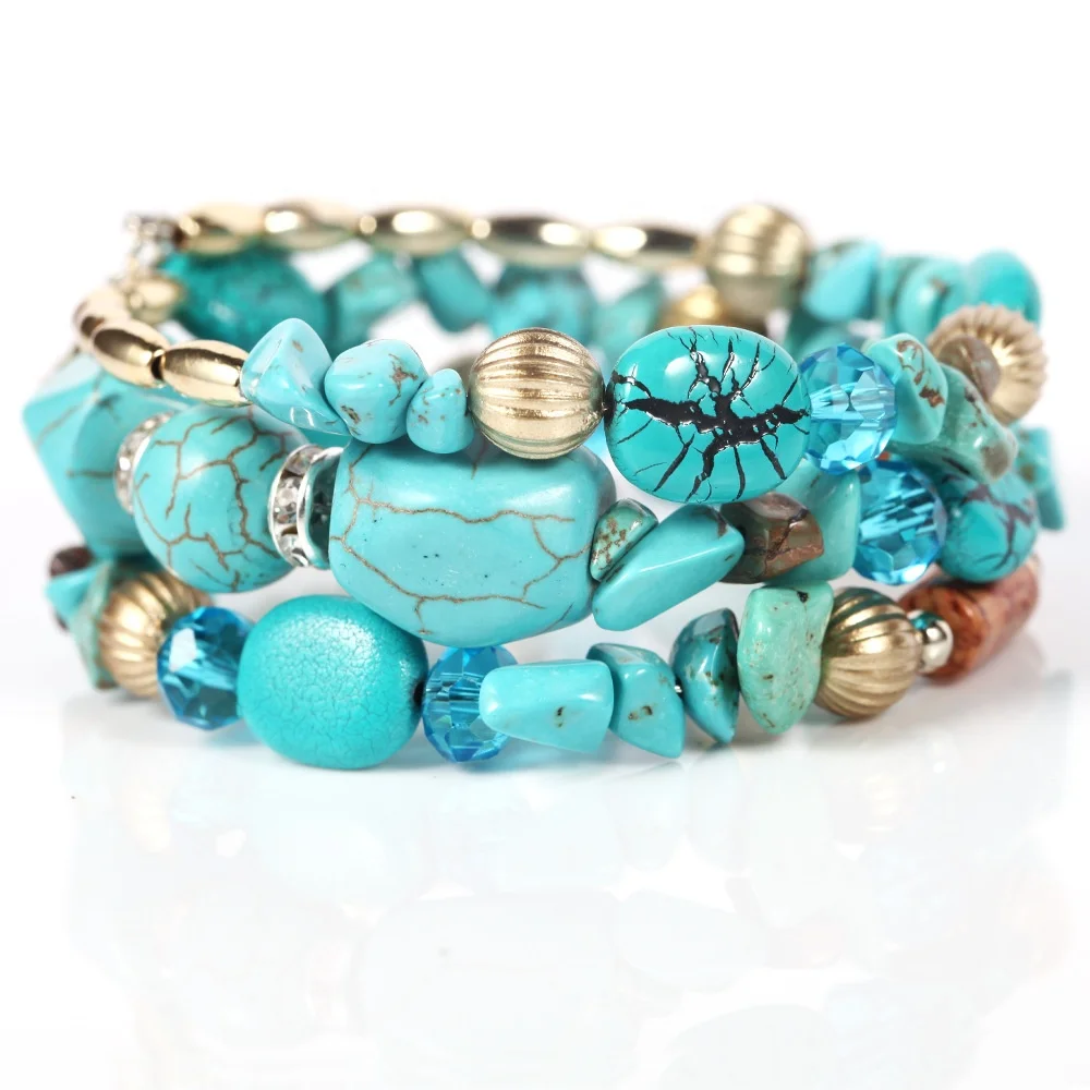 

Wholesale Boho Turquoise Bracelets Beads Bracelets, Teal, black, orange, customized
