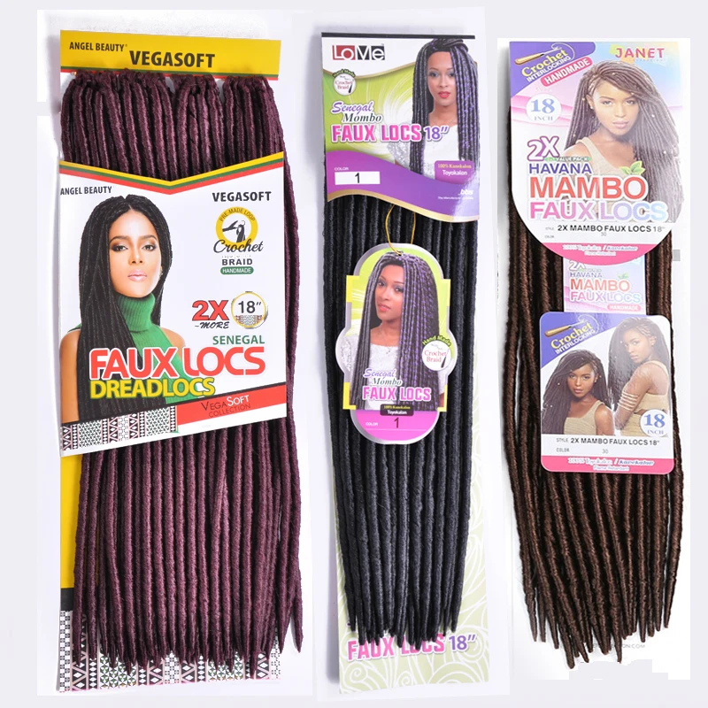18" Synthetic Wholesale Soft Dread Locks Faux Locs Kinky Twists Hair