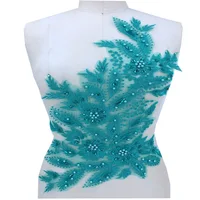 

Luxurious Heavy bead 3d lace applique, 3D applique with rhinestone, sequined floral 3d flower tulle embroidery lace patch