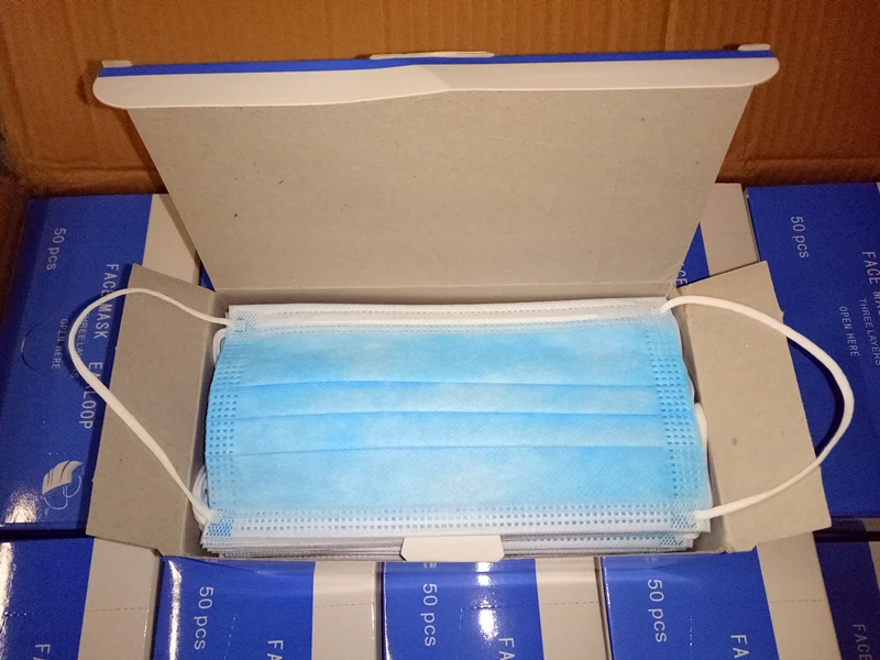Face Mask with earloops 3 layers non sterile Non Woven Disposable Surgical
