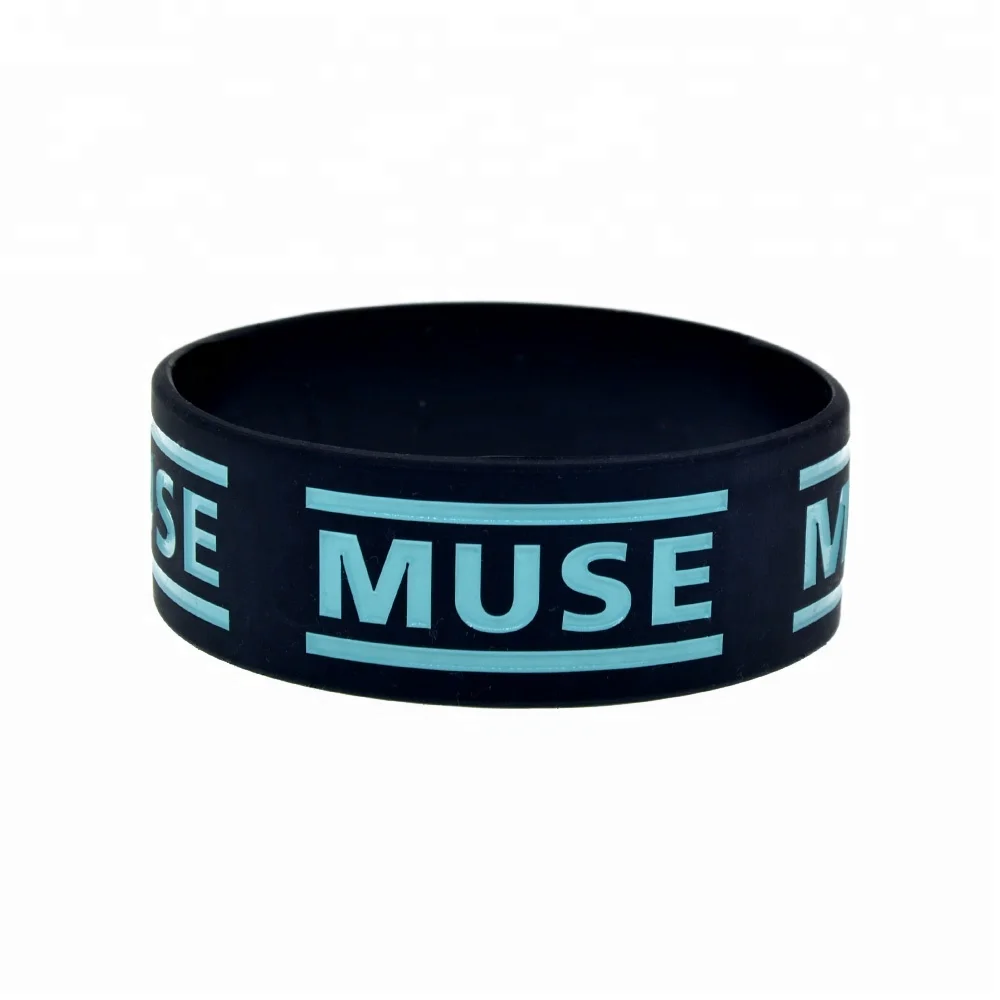 

25PCS/Lot Perfect To Use In Music Fans Gift 1 Inch Wide Bracelet Muse Silicone Wristband, Black