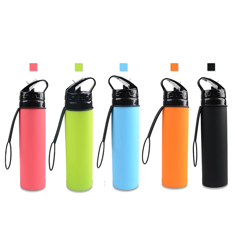 

2019 Hot Selling 600ml Outdoor Silicone Folding Water Bottle For Dancing, Customized color acceptable