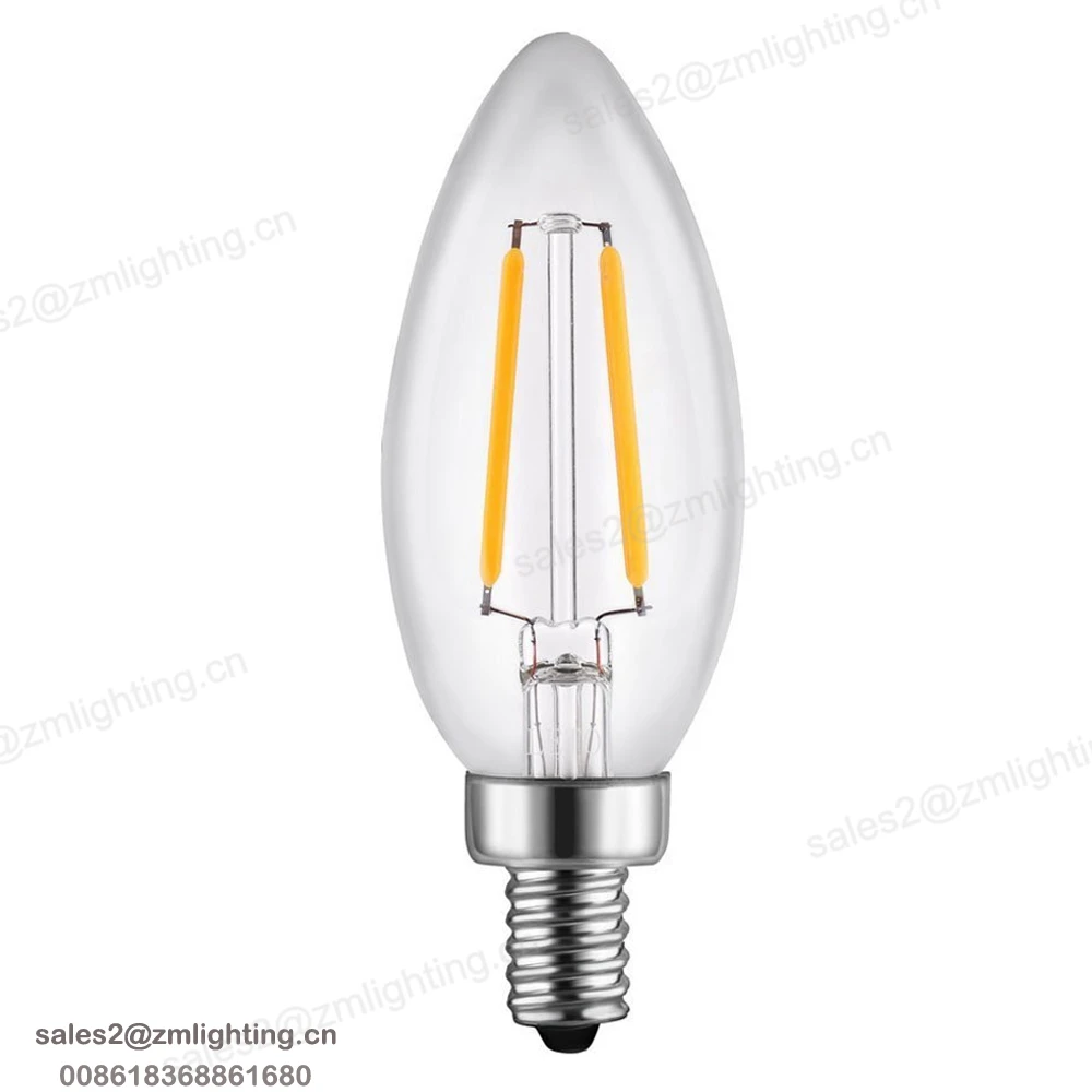 Dimmable C35 LED filament Candelabra Bulbs E12 high lumen candelabra led bulb