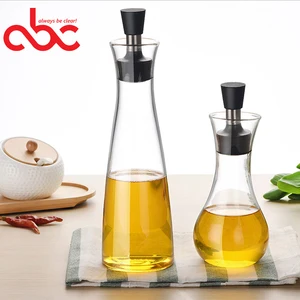 Image of 250ml 500ml Handmade Borosilicate Glass Oil Dispenser Glass Cruet Bottle With Silicone Stopper