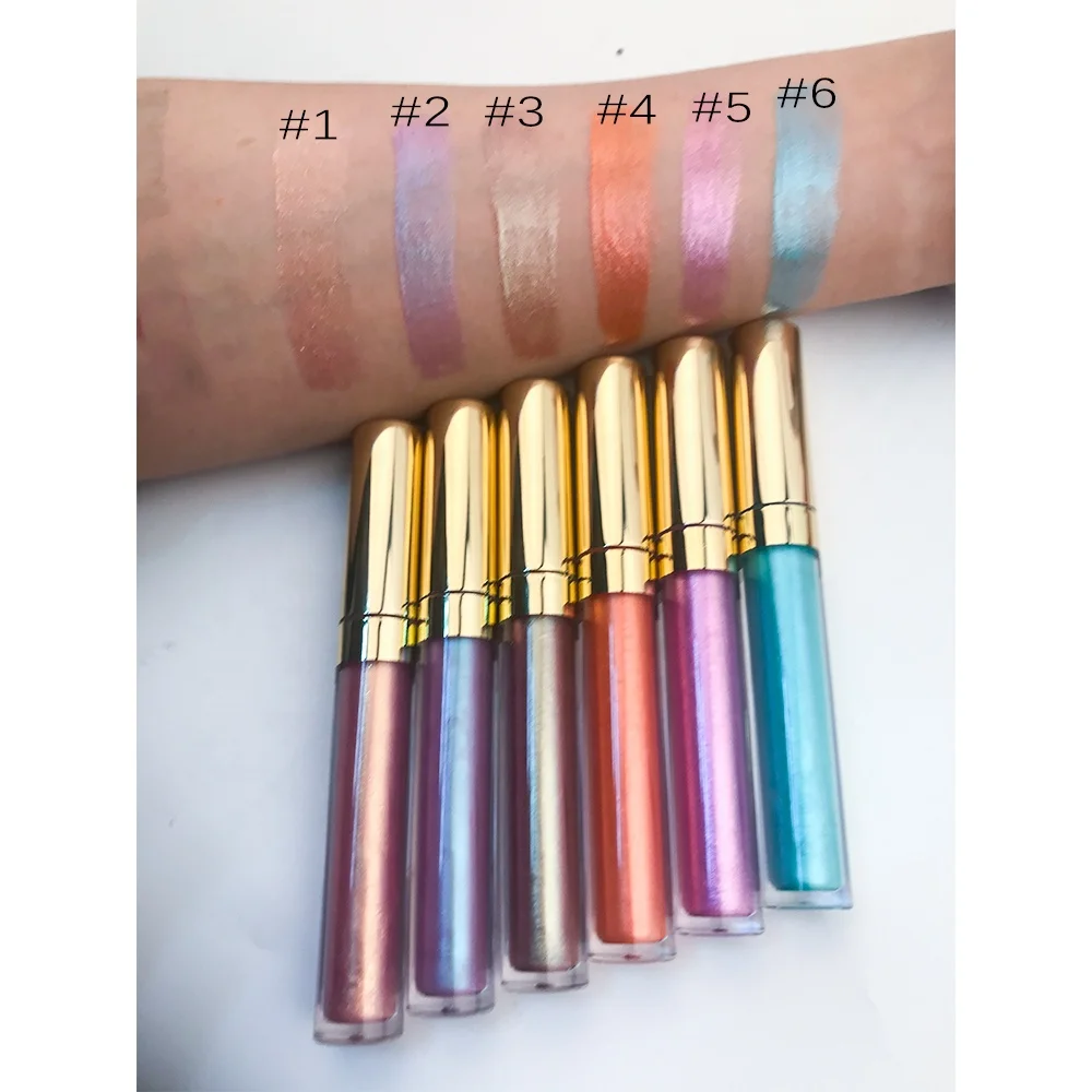 

Wholesale 6 color glitter shiny lipgloss private label gold lipstick container lipstick lip gloss