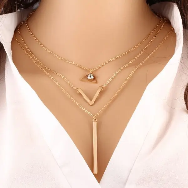 

Fashion necklace temperament trend multi-layer metal pendant cross necklace women