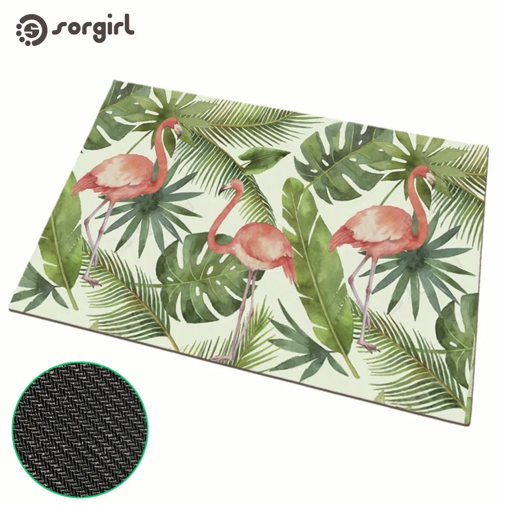 Green Leaf Green Plant Coco Coir Door Mat Custom Printed Support