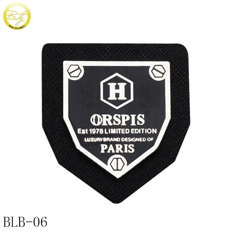 

Custom jeans leather label embossed black logo leather patch tags for clothes, Gold/nickle/gunmetal etc