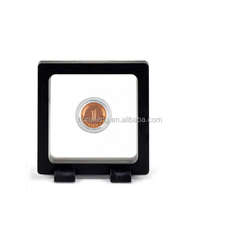 

Free shipping 7x7x2cm Clear Plastic Membranes Photo Frame Jewelry Display and Collection Box, White/black