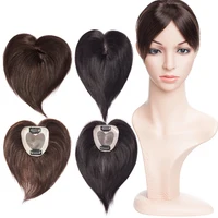 

6 Inches 7*8 Mono and PU Straight Hair Topper Toupee For Women Pure Color Hair Pieces With Bangs 2 Clip-in Non-Remy Hair Pieces