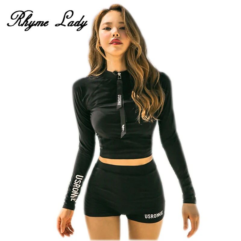 

Rhyme Lady Hot Sale Women Long Sleeve Rash Guard Swimwear Two pieces swimwear, As picture