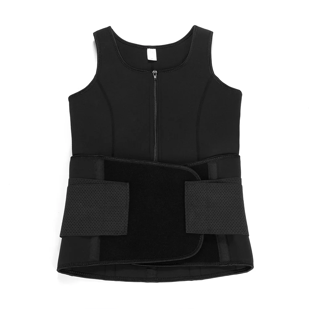 Neoprene Body Shapewear Vest,Broad Shoulder Belt,3 Rows Black Waist