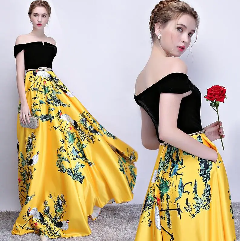 

Sexy Flower Print Evening Dresses Off Shoulder Flower Print Evening Dresses