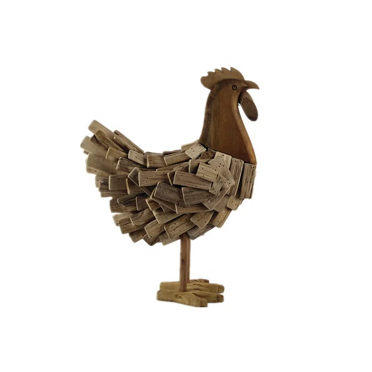 wooden rooster statue