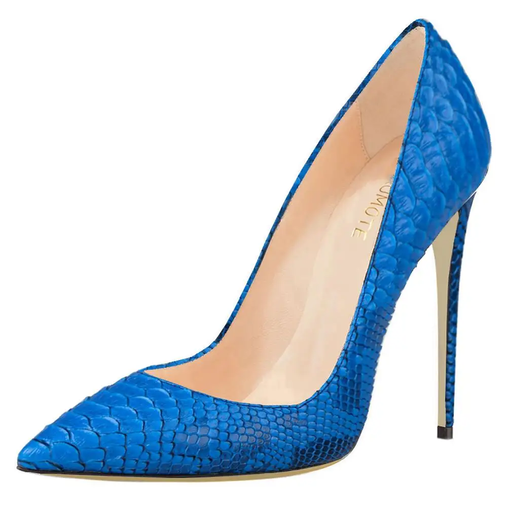 blue snakeskin pumps