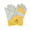 cow spilt leather original color leather with yellow polyester full palm working gloves