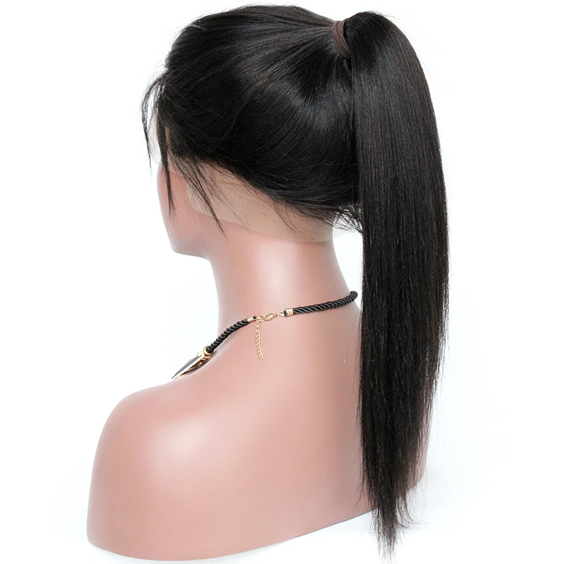 

PREMIER Factory Top Quality Yaki Straight Pre-Plucked Hairline 100% Remy Virgin Human Hair Ponytail 360 Lace Frontal Wig