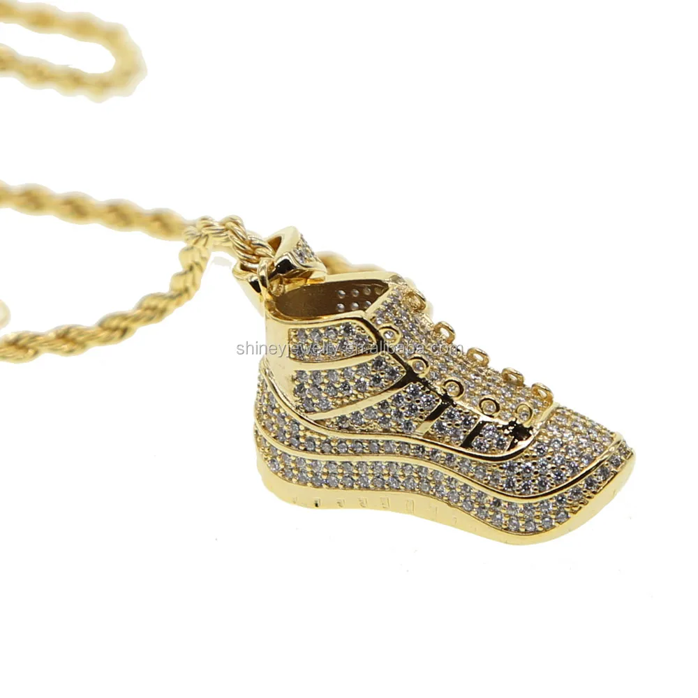 

2020 new design hip hop rock jewelry sport shoes pendant cool boy men hiphop jewelry necklace