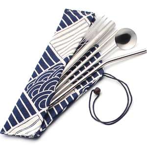 Reusable Food Grade Stainless Steel 18/8 Straw Set