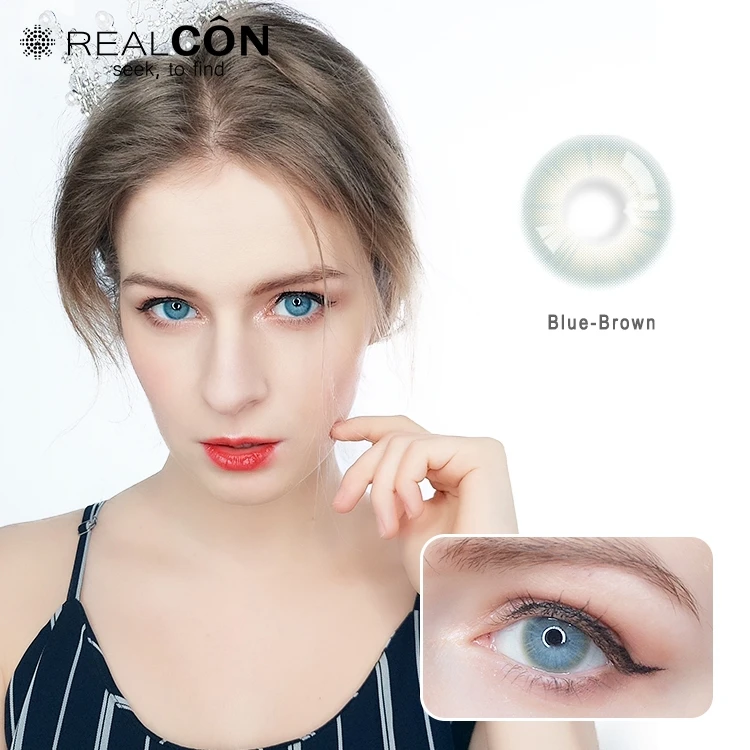 

Realcon New design Contact lenses wholesale contact lens manufacturer, Flax-brown;blue;gray;tea-green;green;pink;purple;brown