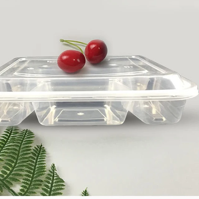 

Meal Prep Containers 4 Compartment with Lids Compartment Food Prep Containers, For Lunch and Bento Box Containers, Transparent/black