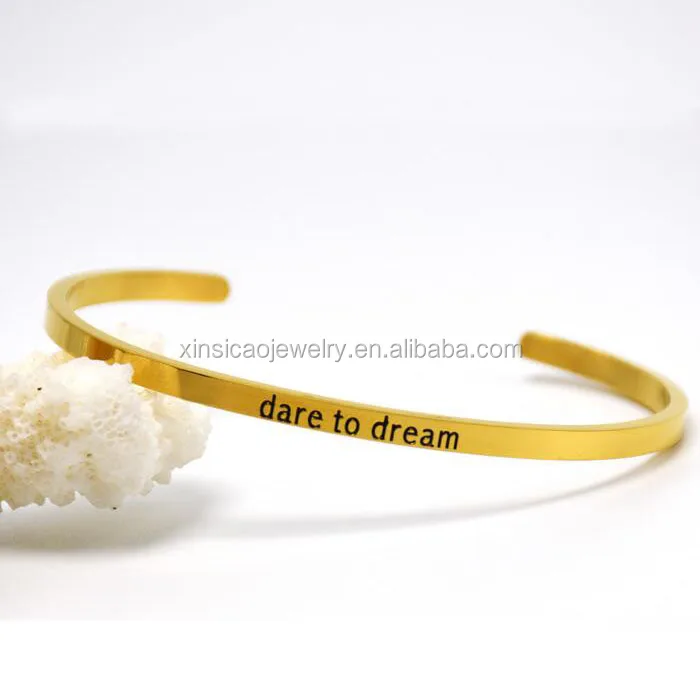 
Custom Top Quality Stainless Steel Custom Engrave Bangle Hand Stamped Cuff Bracelet Wholesale 