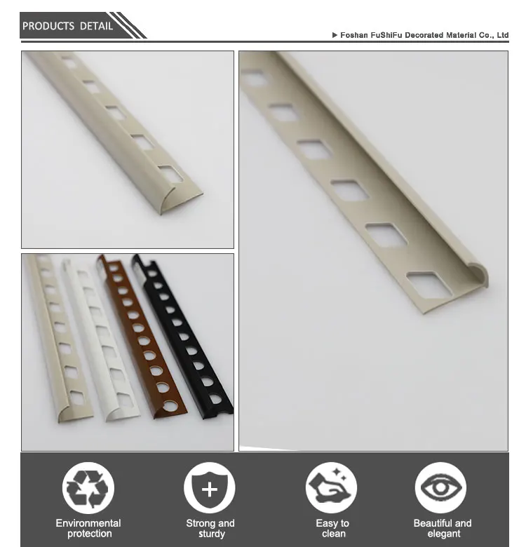 China 10 Mm King Cover Shaped Pvc Black Gold Tile Corner Trim