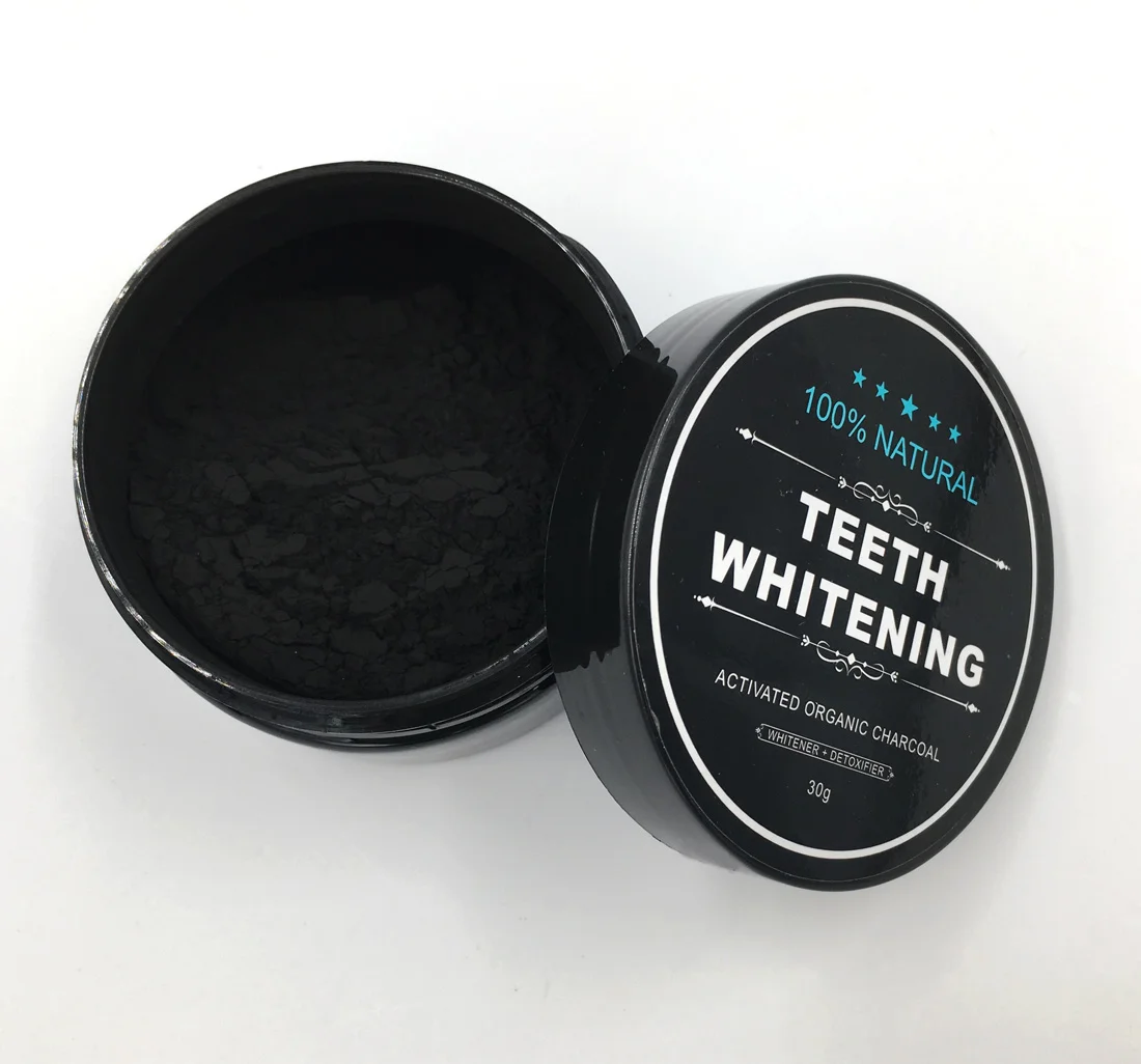 

Home use activated Charcoal Natural Teeth Whitening Powder Peppermint Flavour, Black