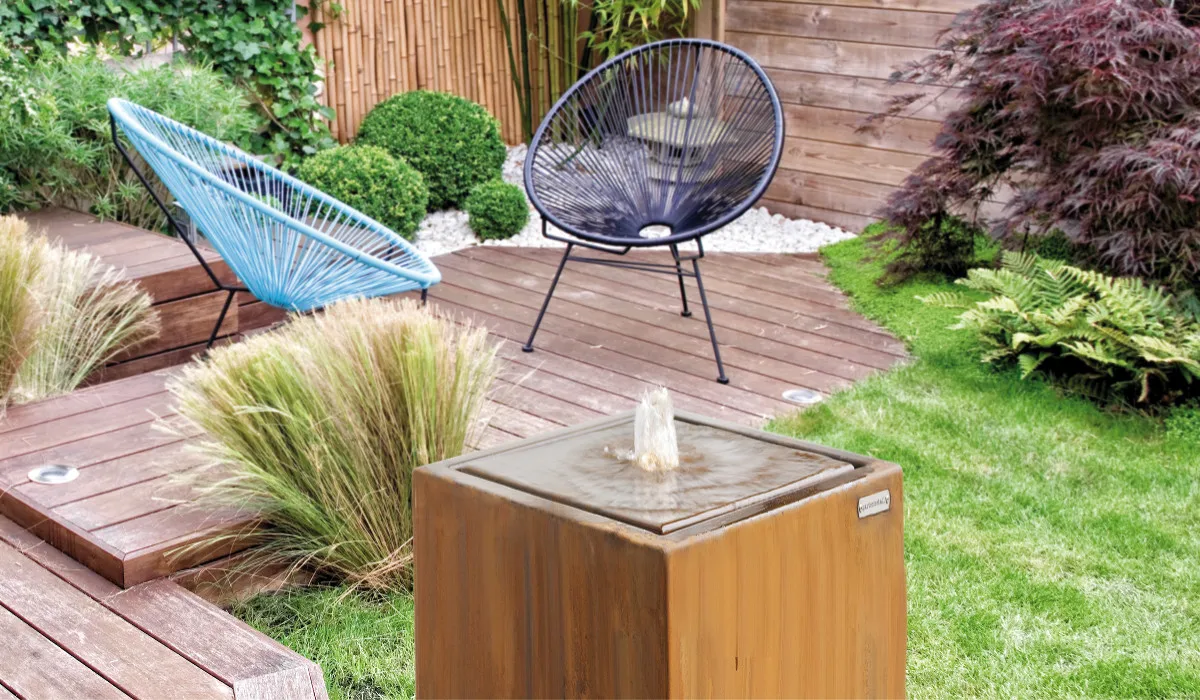 Corten Steel Round Water Table Out Door Garden Water Feature Water Fall