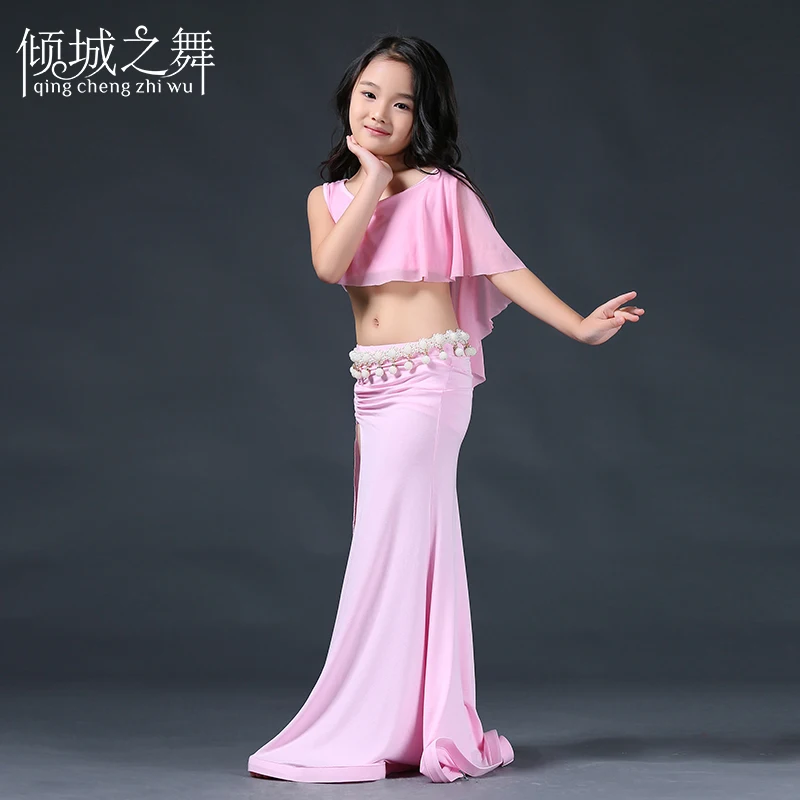 

RT003 Performance New belly dance costume Modal and Spandex Mesh for kid, Mint green , sakura pink, red