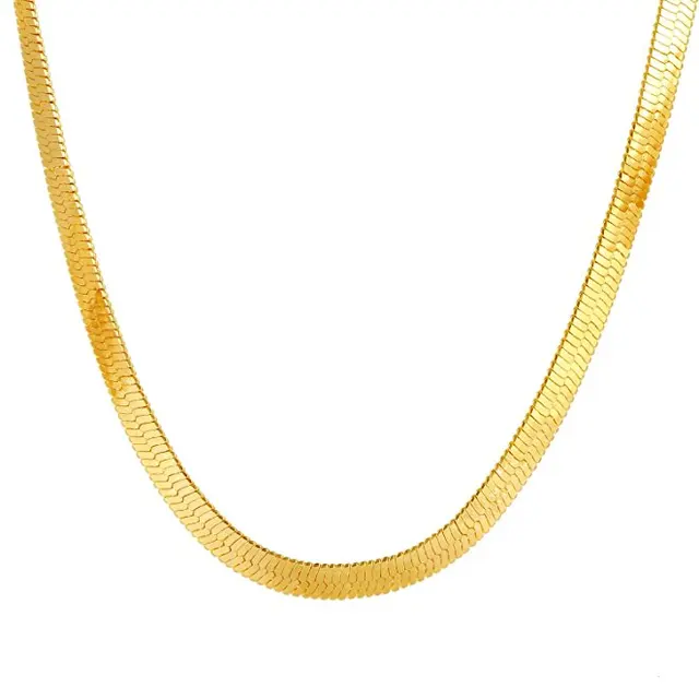 gold jewelry wide flat brass herringbone chain 8 gram gold chain
