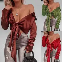 

new arrival Polyester boat neck long sleeve tops for women Slim Crop Top Long Sleeve Blouses different size for choice 330220