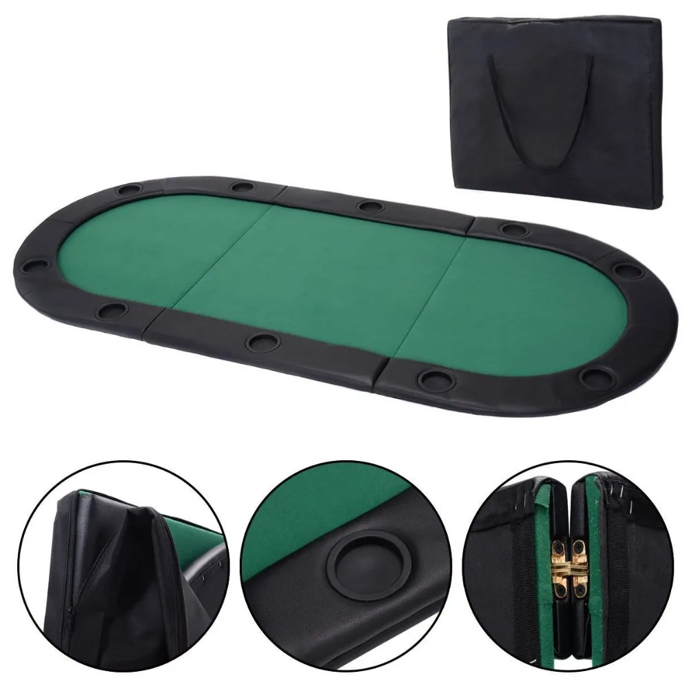 Folding Texas Hold'em Poker Table Top With Cup Holders With Carry Bag
