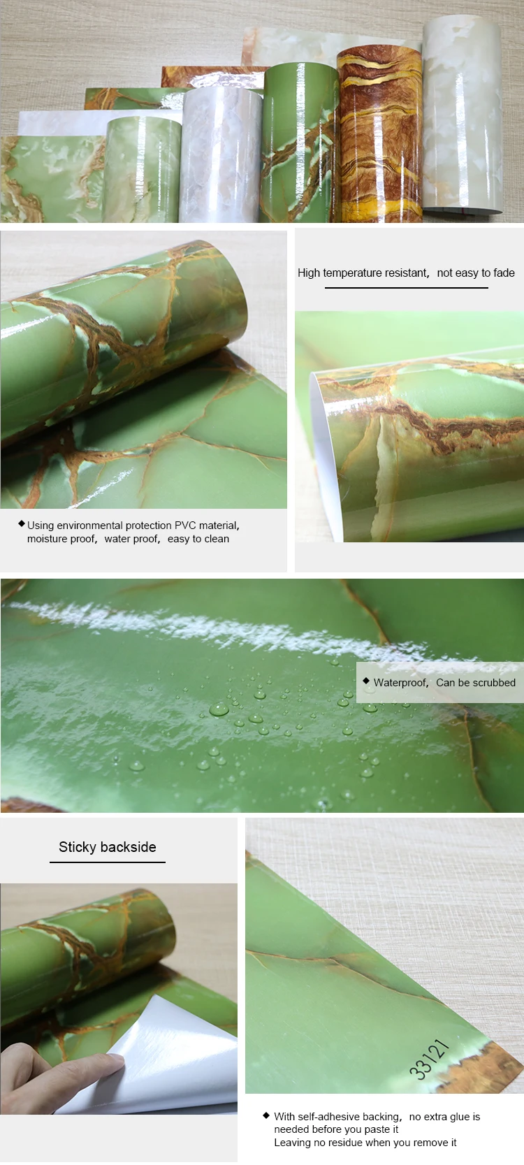 家の装飾3d効果緑の大理石の紙バックビニール壁紙 Buy ペーパーバックビニール壁紙 壁紙3dホームの装飾 ホーム壁紙 Product On Alibaba Com